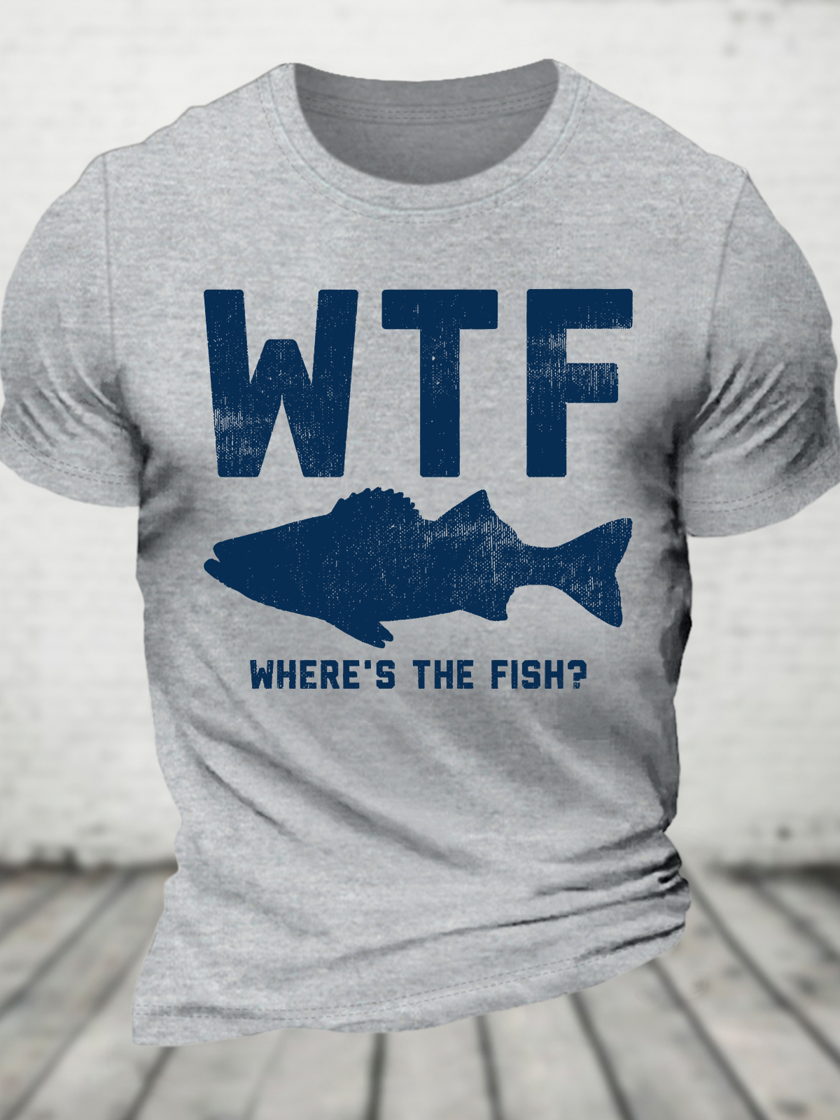 Wtf Where's The Fish, Mens Fishing Cotton T-Shirt