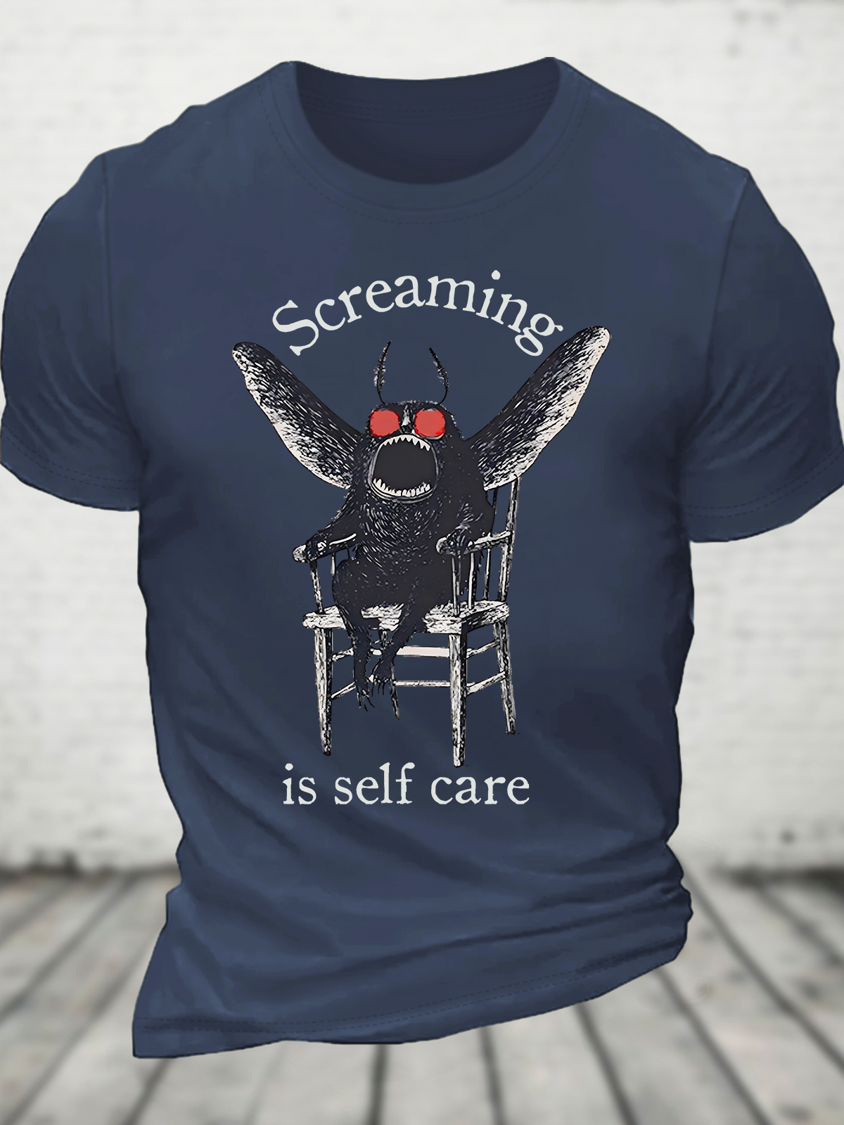 Mothman Screaming Is Self Care Cotton T-shirt