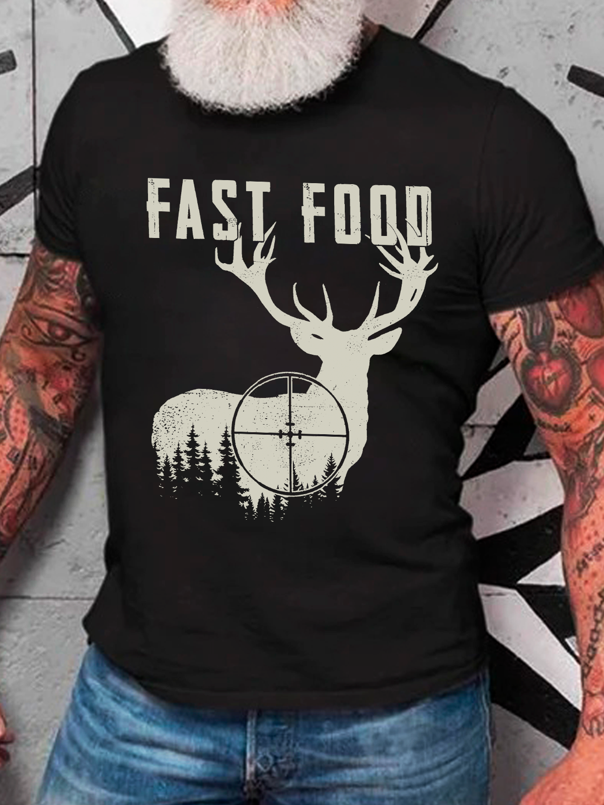 Fast Food Deer Funny Joke Hunting Shirt Cotton T-Shirt