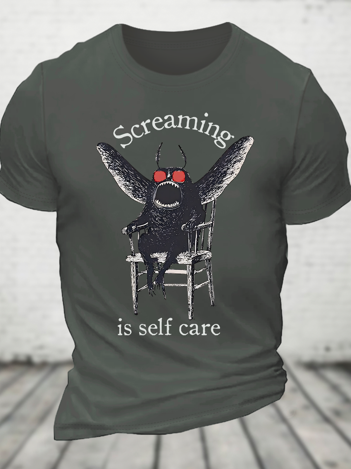 Mothman Screaming Is Self Care Cotton T-shirt