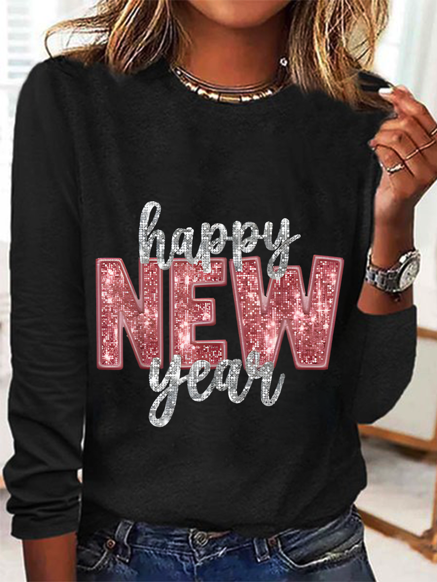 Happy New Year Casual Long Sleeve Shirt