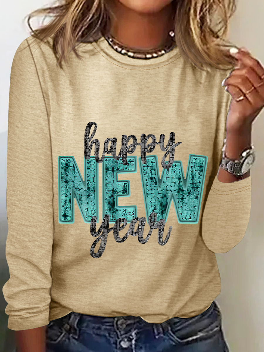 Happy New Year Casual Long Sleeve Shirt