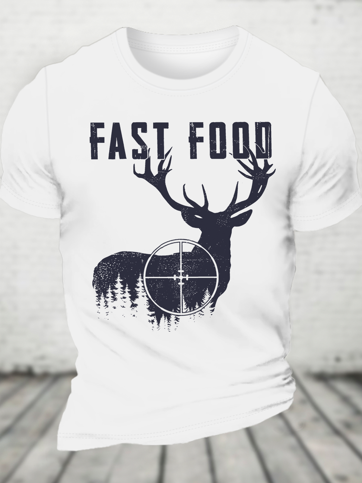 Fast Food Deer Funny Joke Hunting Shirt Cotton T-Shirt