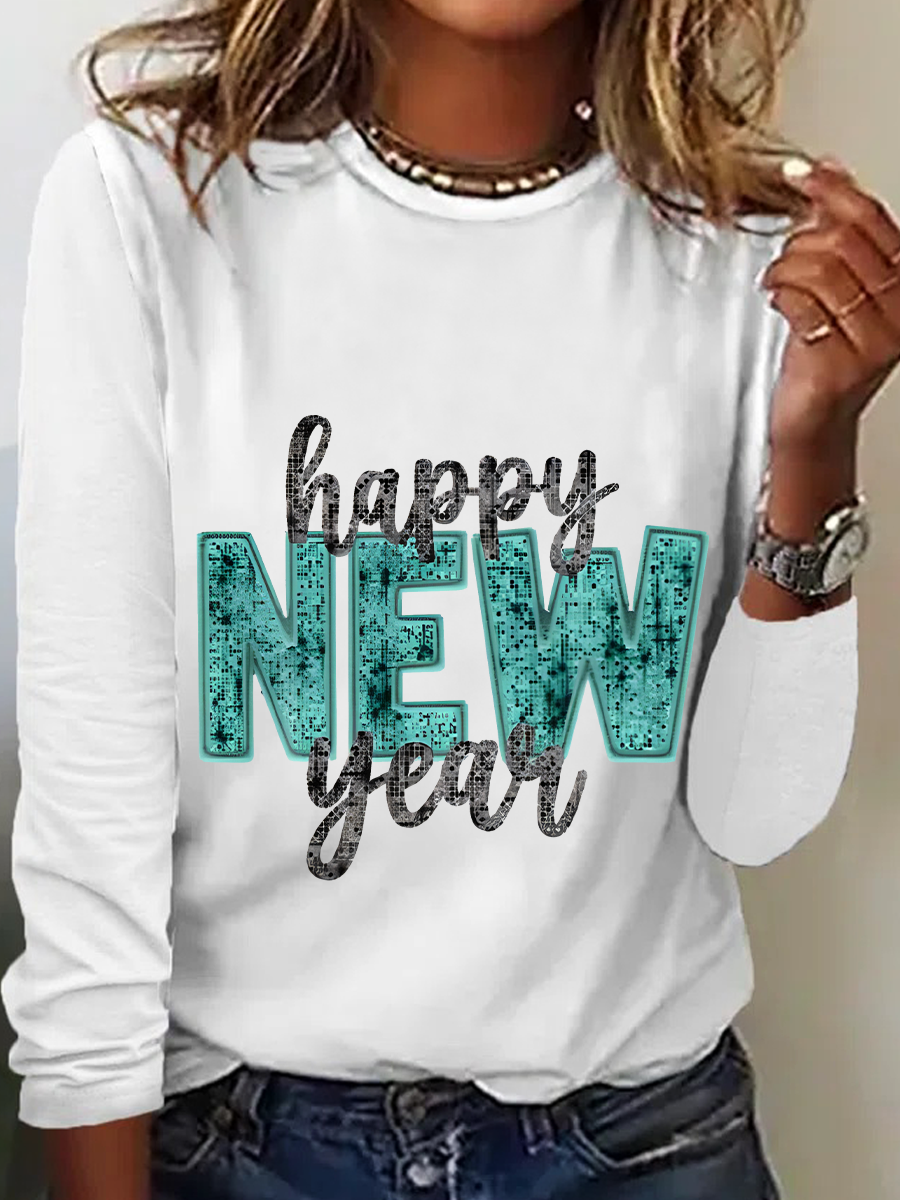 Happy New Year Casual Long Sleeve Shirt