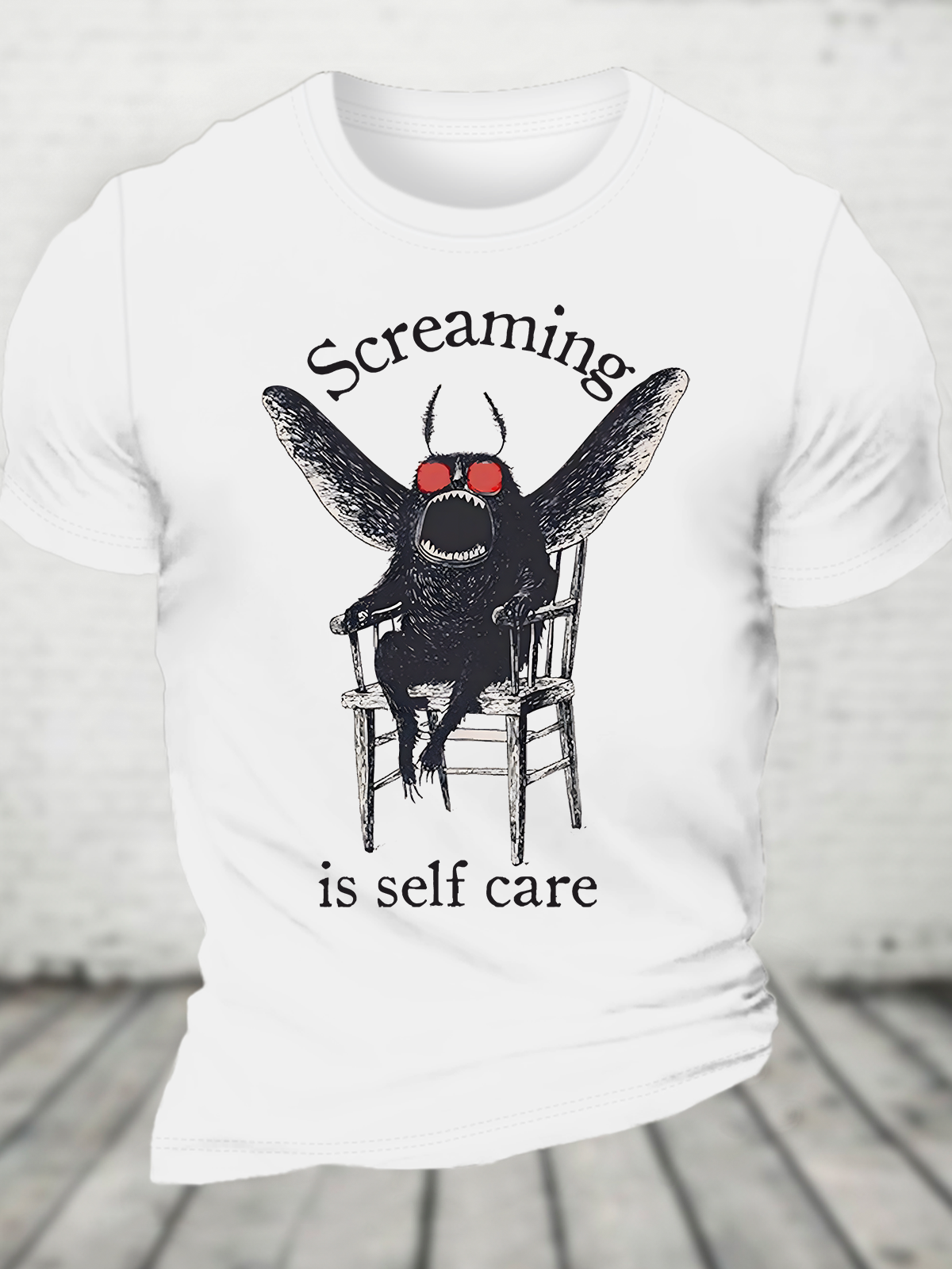 Mothman Screaming Is Self Care Cotton T-shirt