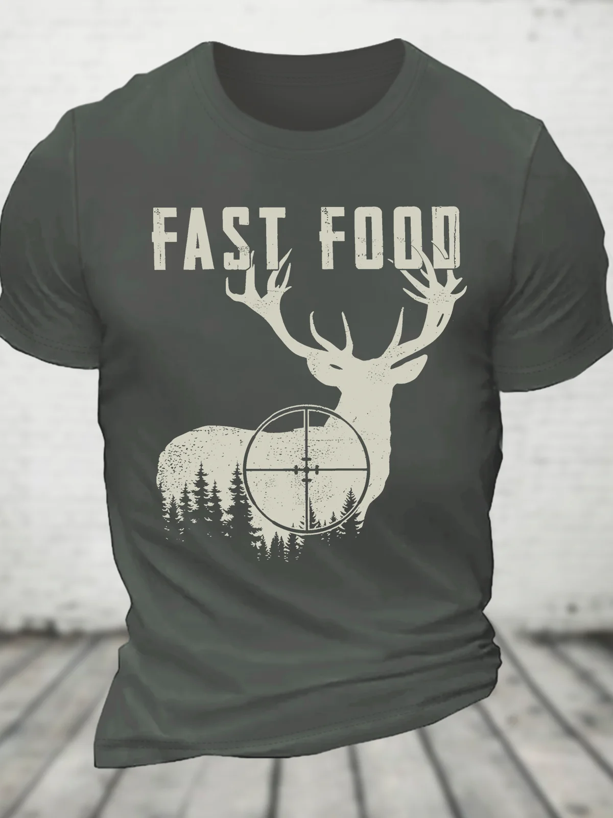 Fast Food Deer Funny Joke Hunting Shirt Cotton T-Shirt