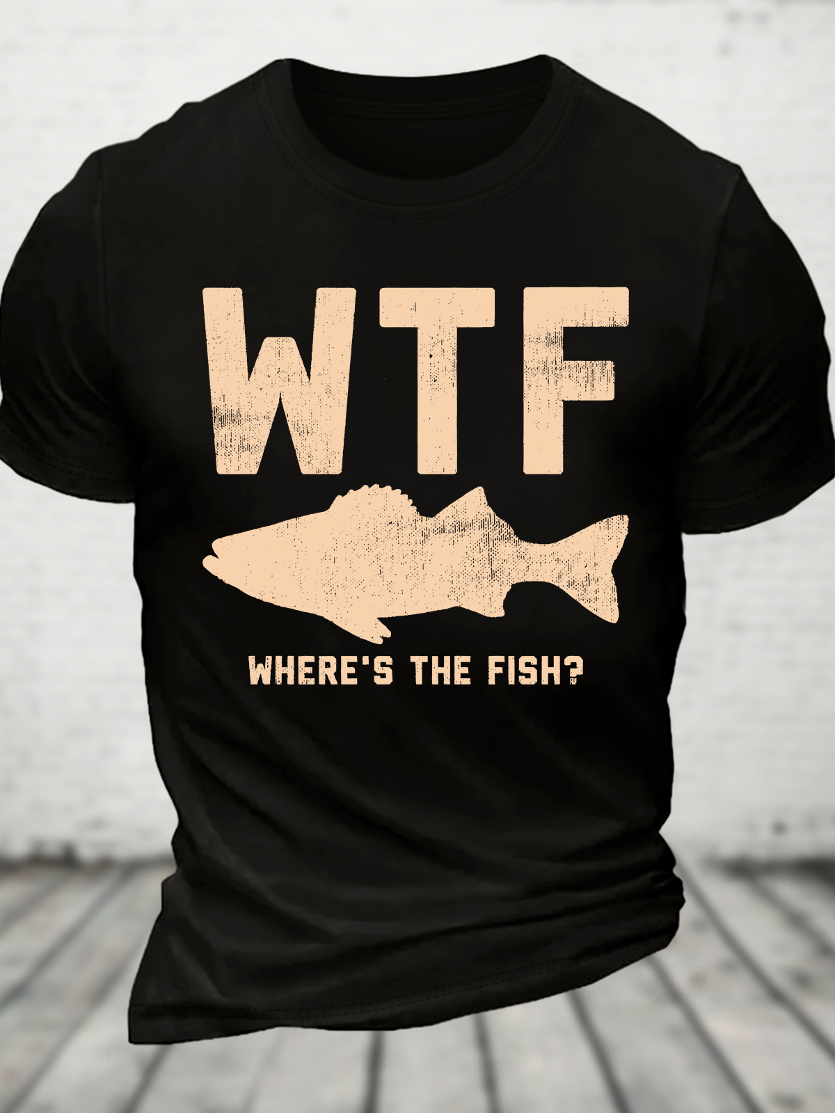 Wtf Where's The Fish, Mens Fishing Cotton T-Shirt