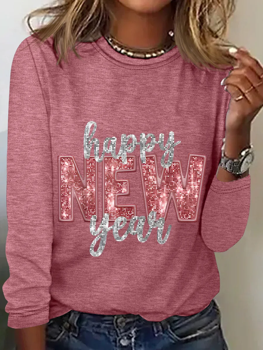 Happy New Year Casual Long Sleeve Shirt