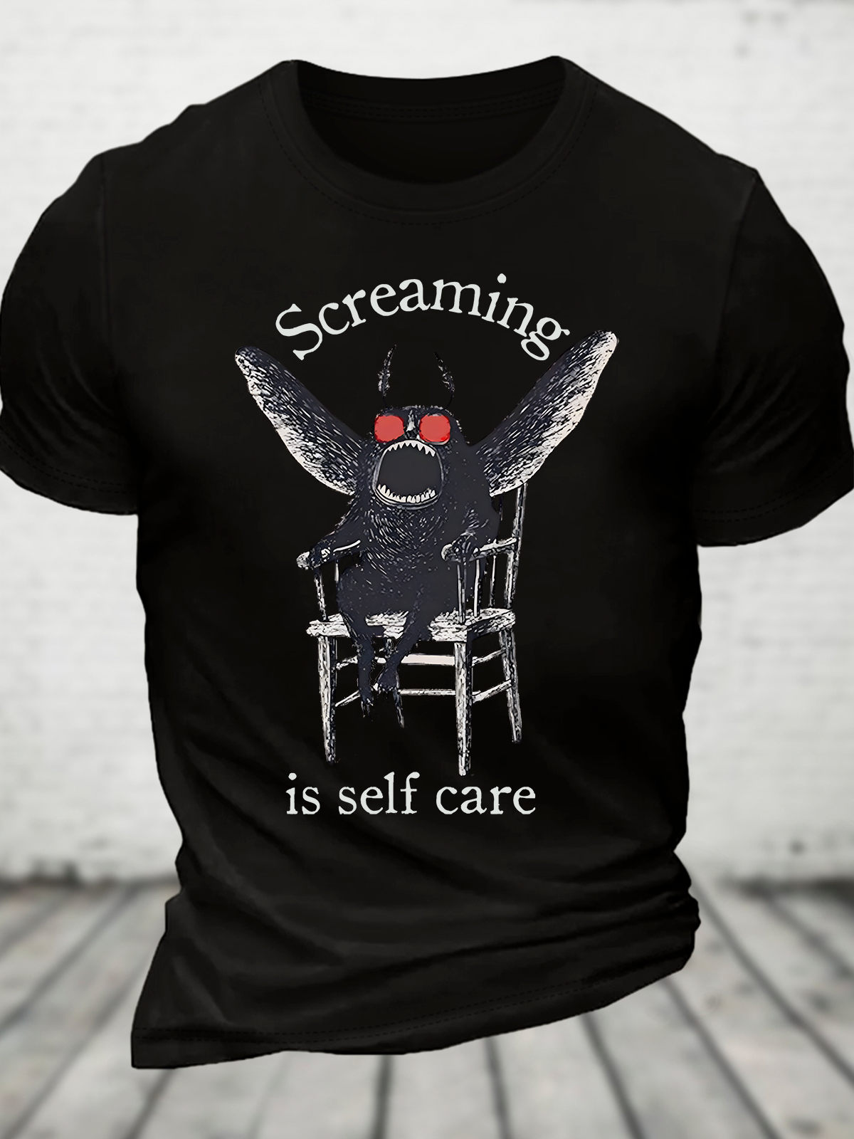 Mothman Screaming Is Self Care Cotton T-shirt