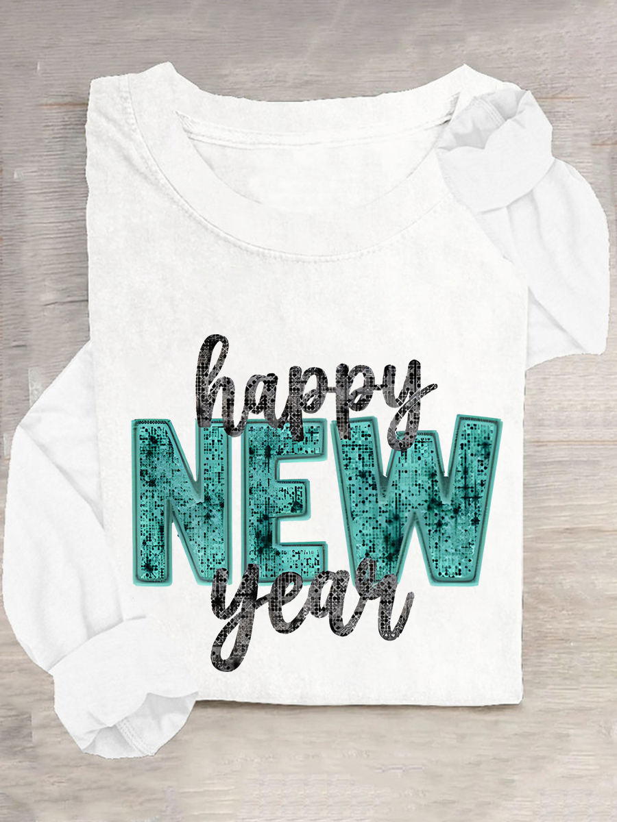 Happy New Year Casual Long Sleeve Shirt