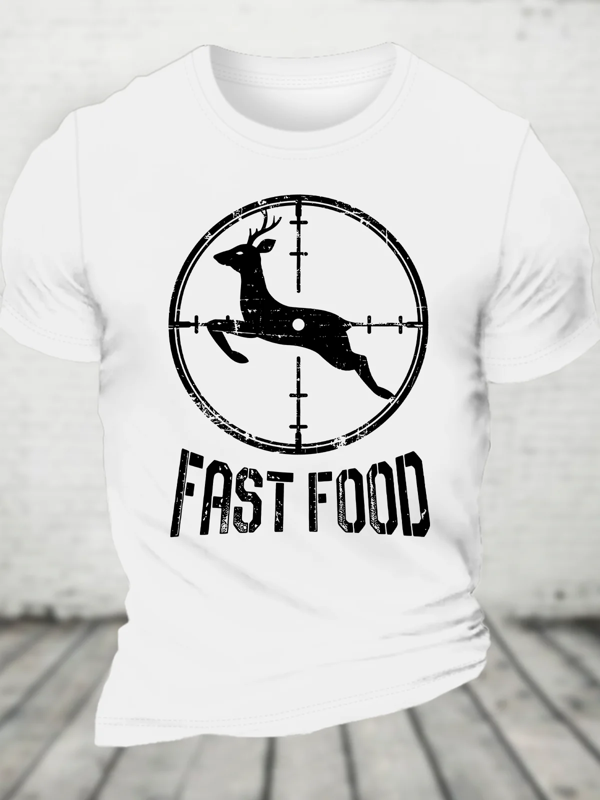 Men's Funny Fast Food Hunting Tee Cotton T-Shirt