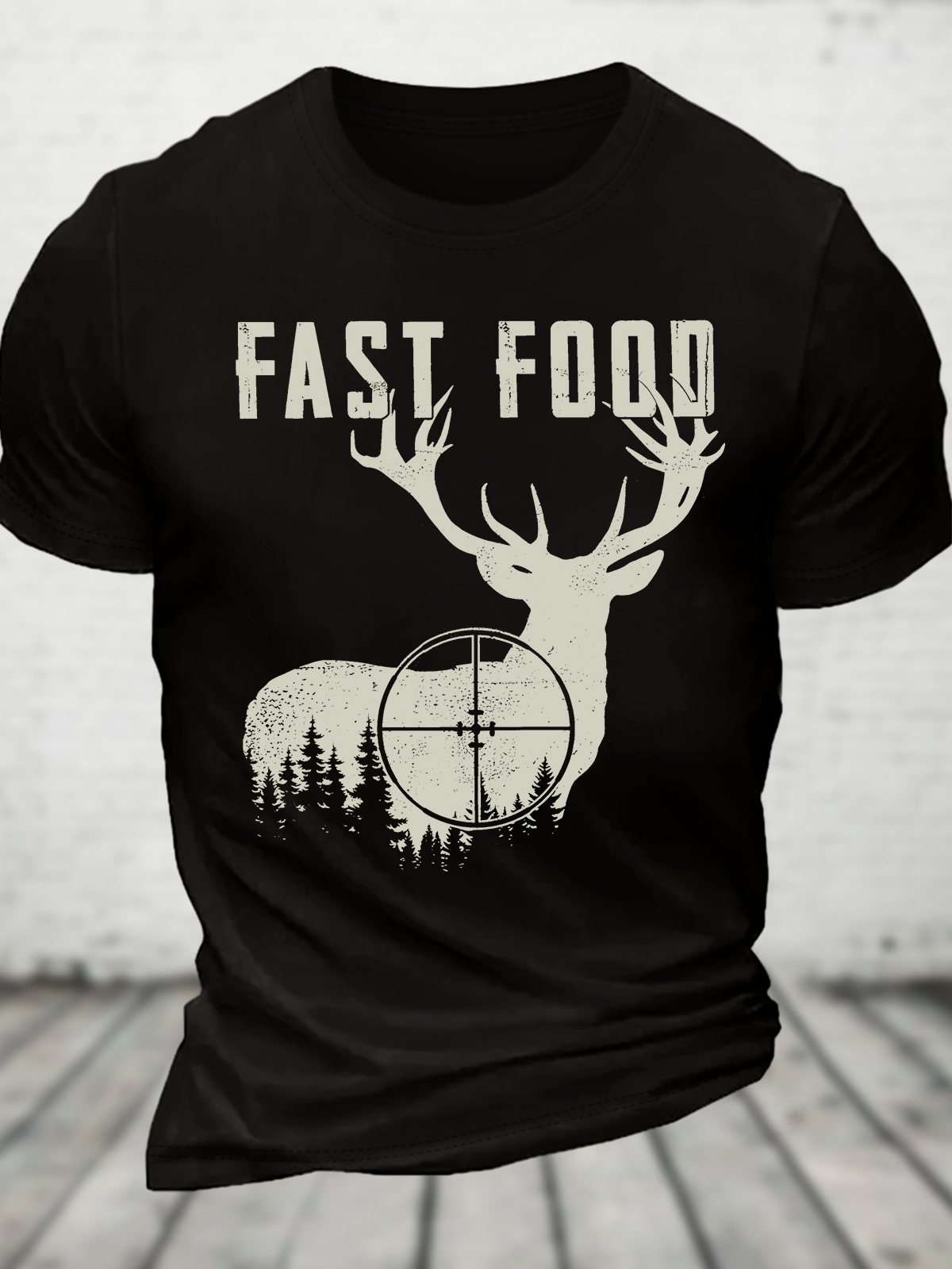 Fast Food Deer Funny Joke Hunting Shirt Cotton T-Shirt