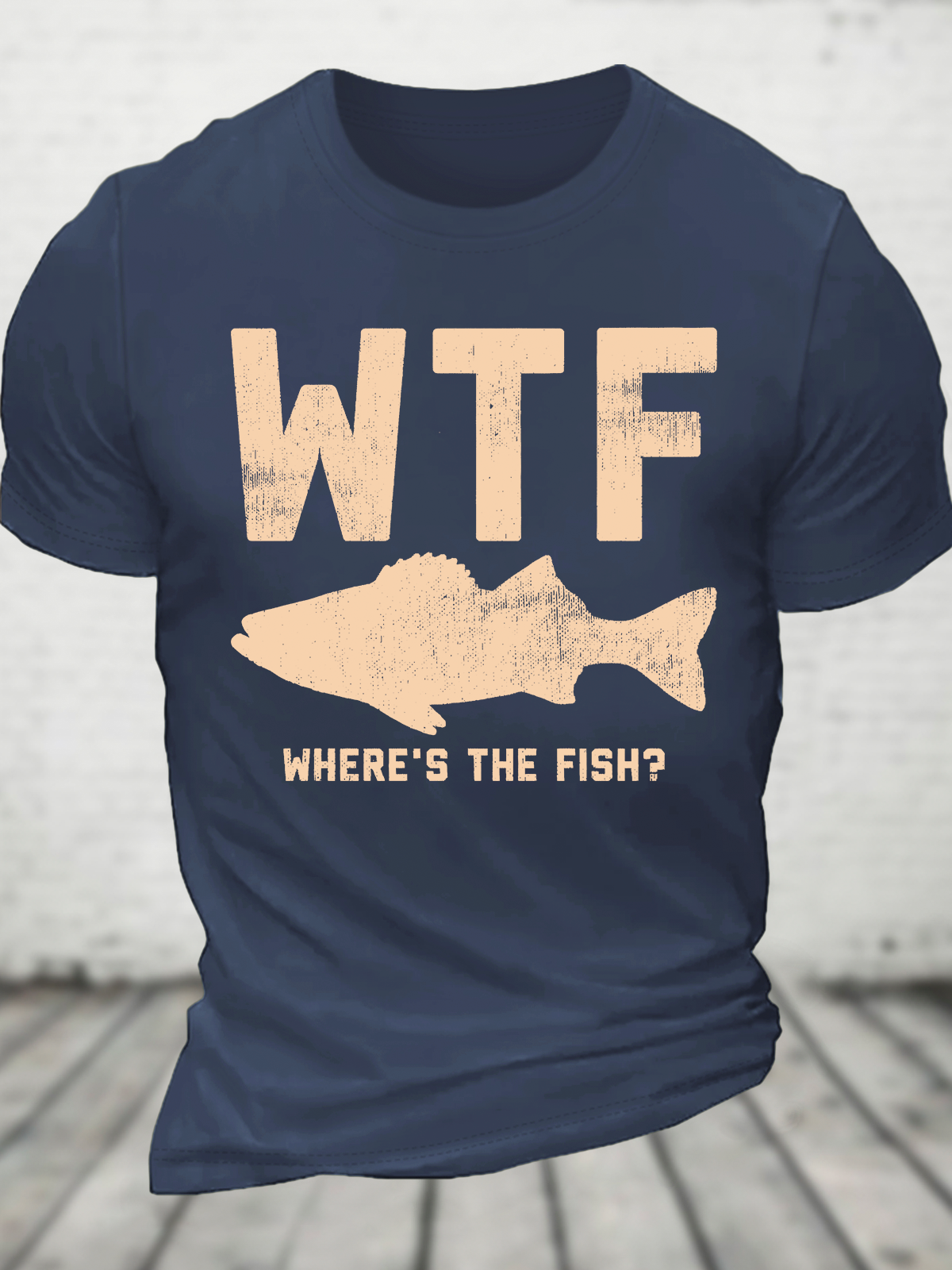 Wtf Where's The Fish, Mens Fishing Cotton T-Shirt