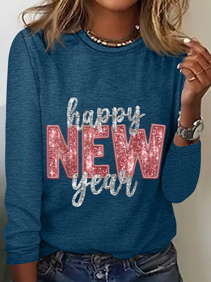 Happy New Year Casual Long Sleeve Shirt