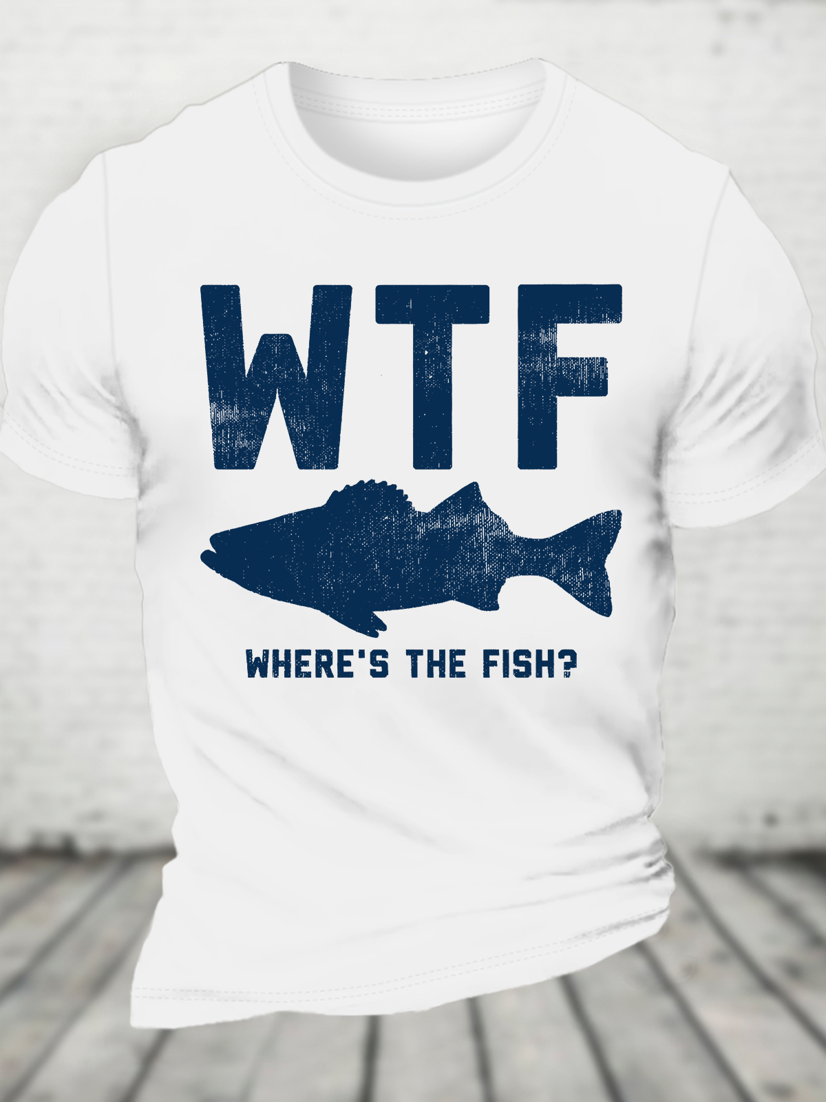 Wtf Where's The Fish, Mens Fishing Cotton T-Shirt