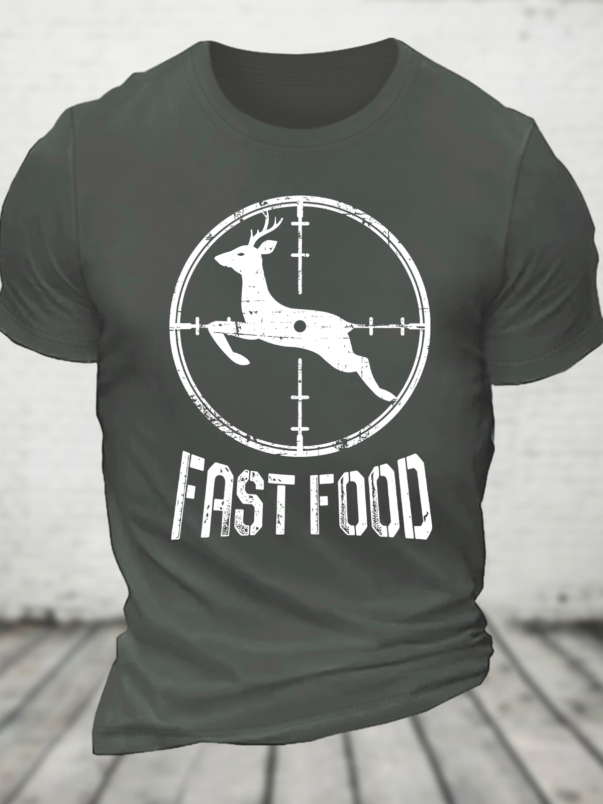 Men's Funny Fast Food Hunting Tee Cotton T-Shirt