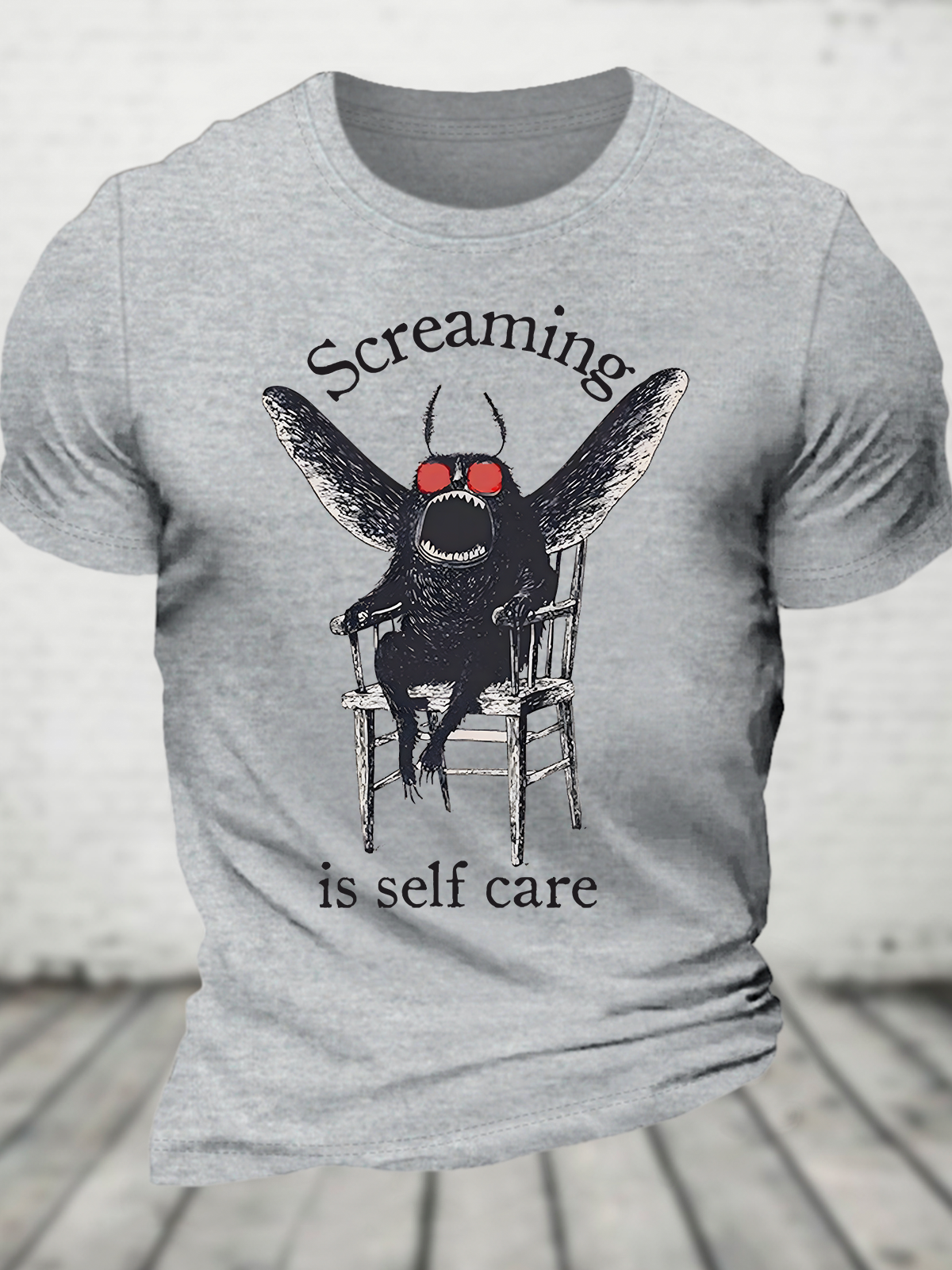 Mothman Screaming Is Self Care Cotton T-shirt