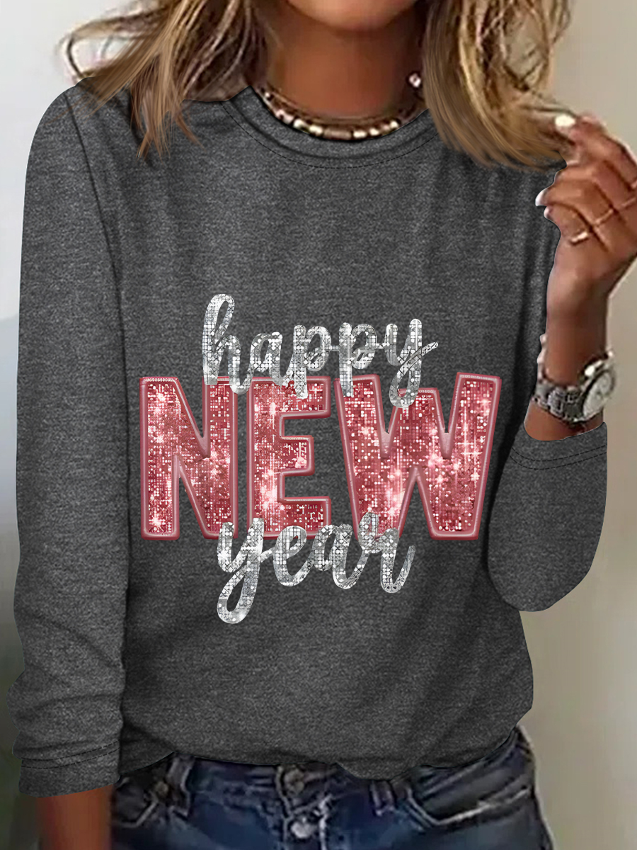 Happy New Year Casual Long Sleeve Shirt