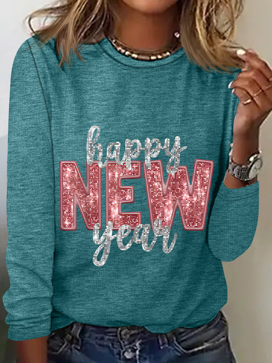 Happy New Year Casual Long Sleeve Shirt