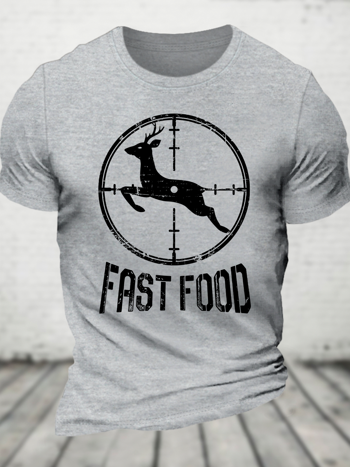 Men's Funny Fast Food Hunting Tee Cotton T-Shirt