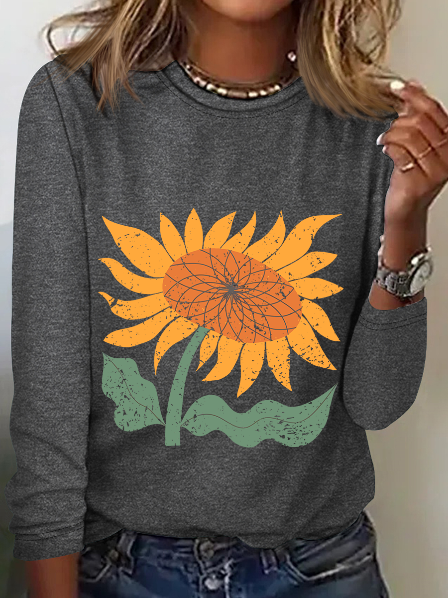 Boho Sunflower Casual Long Sleeve Shirt