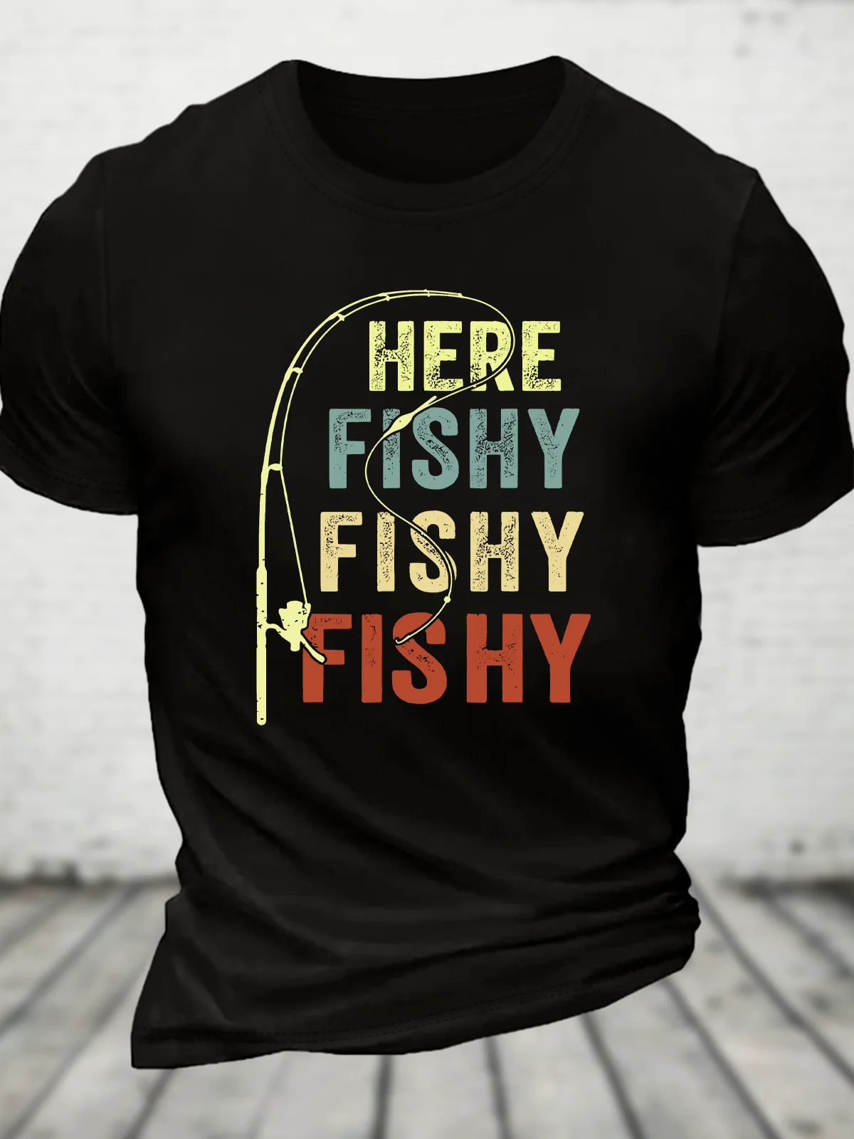 Here-Fishy Cotton T-Shirt