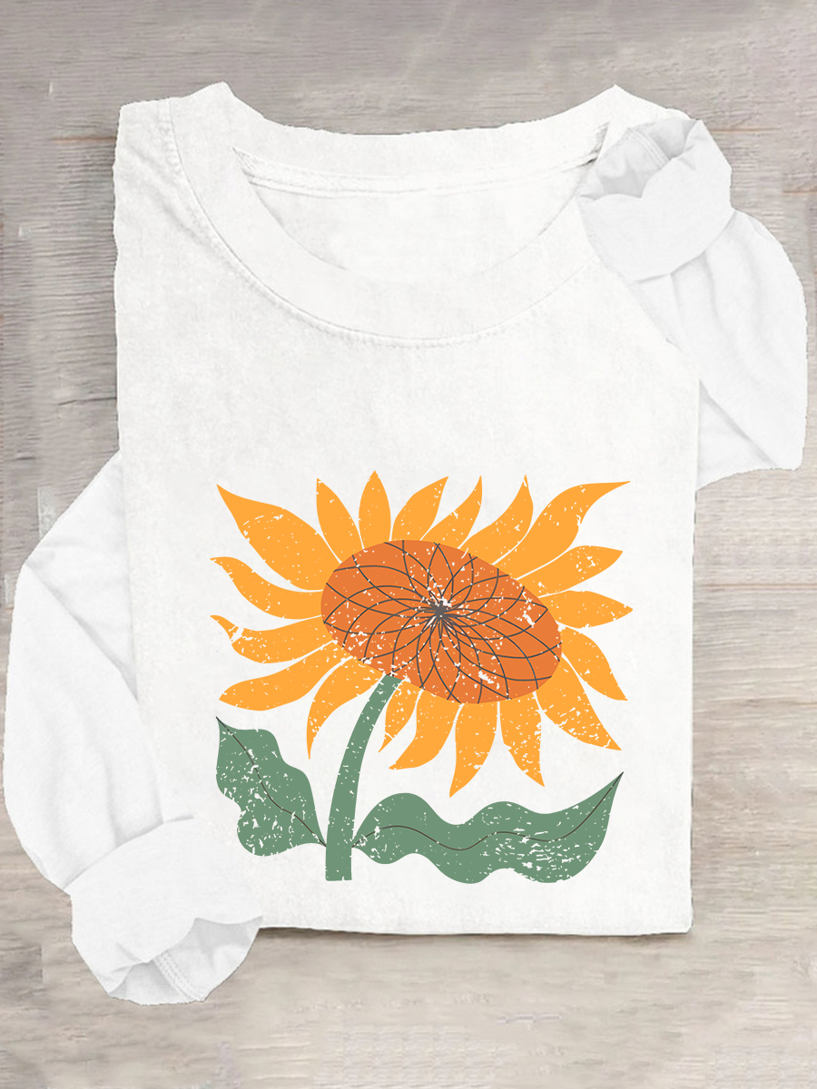 Boho Sunflower Casual Long Sleeve Shirt