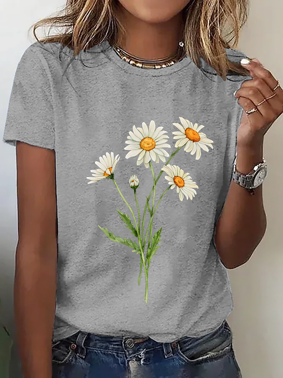 Daisy April Birth Flower Cotton T-Shirt