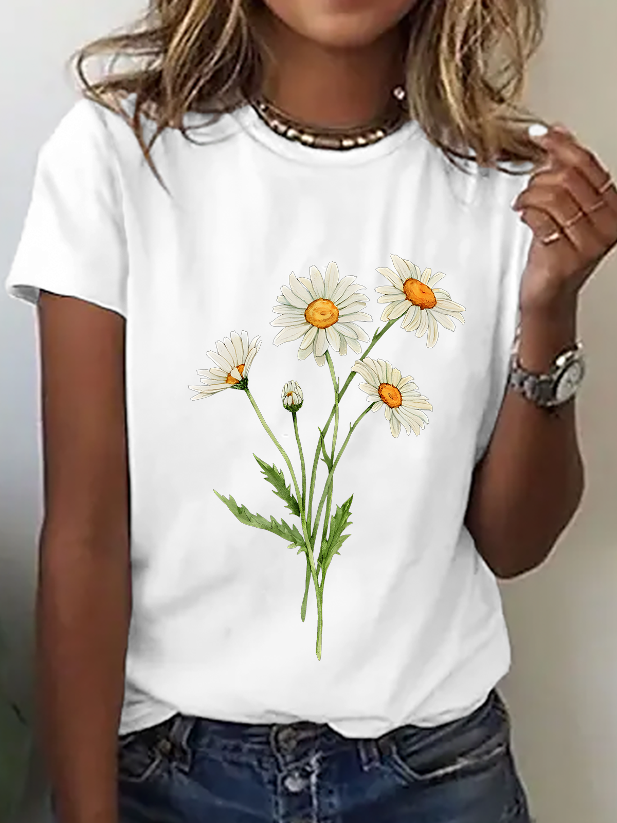 Daisy April Birth Flower Cotton T-Shirt