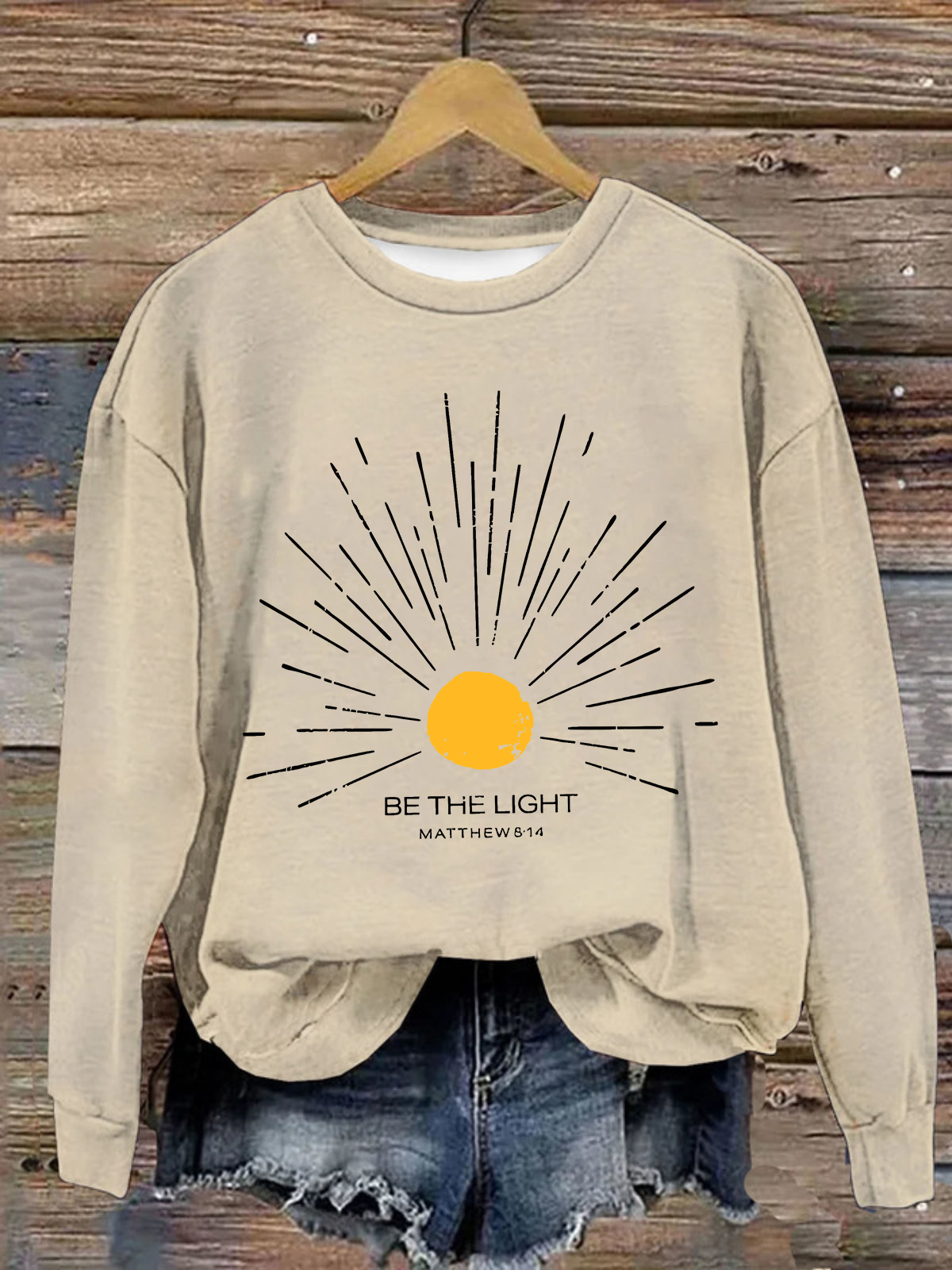 Be The Light Mathew 5 14 Sunburst Jesus God Christian Casual Sweatshirt