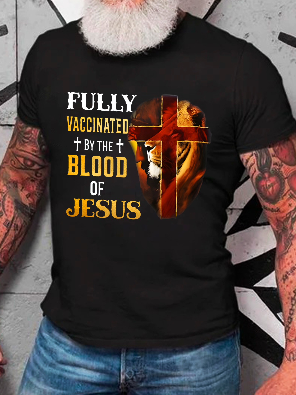 Fully Vaccinated By The Blood Of Jesus Jesus God Christian Cotton T-Shirt