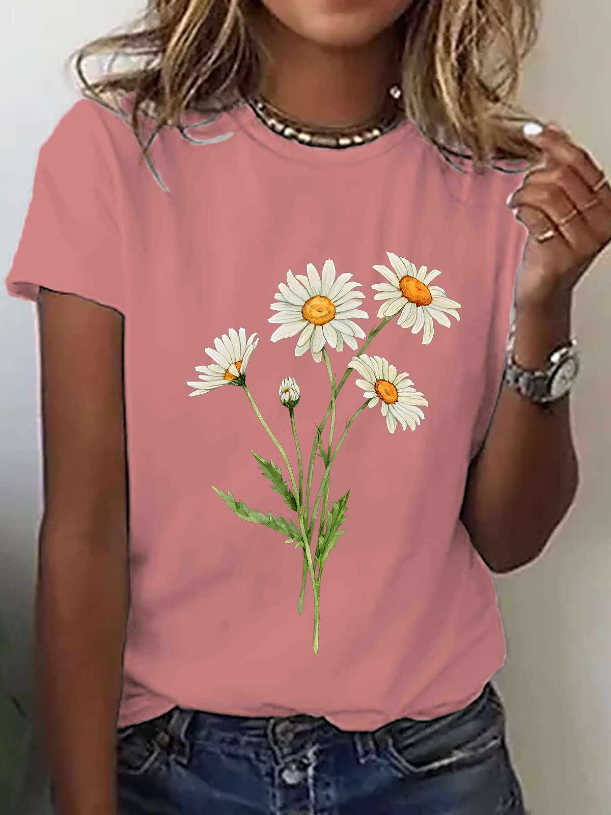 Daisy April Birth Flower Cotton T-Shirt