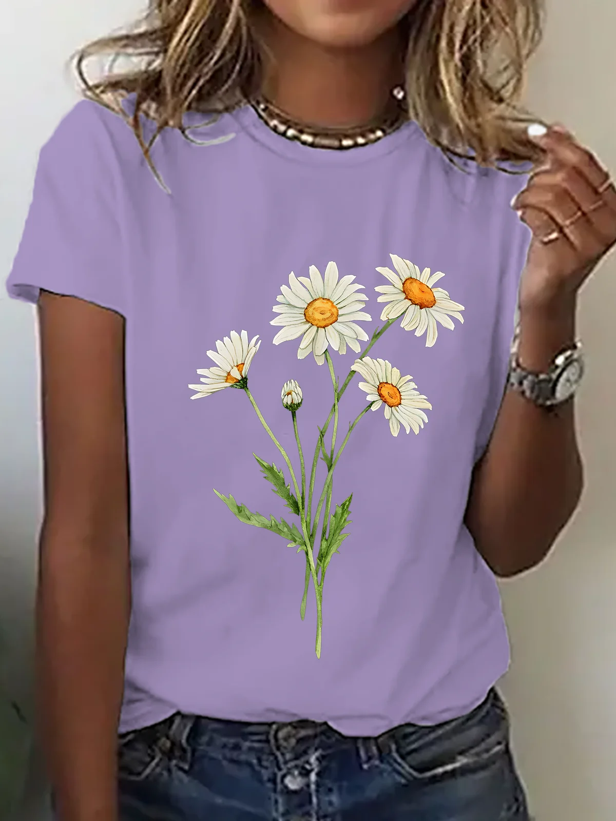 Daisy April Birth Flower Cotton T-Shirt