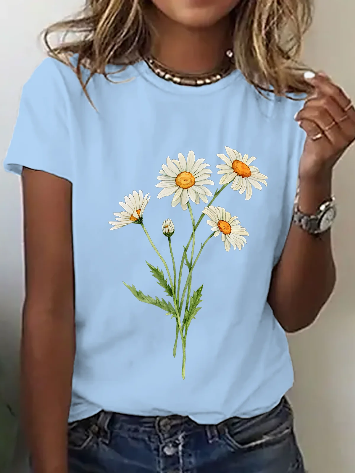 Daisy April Birth Flower Cotton T-Shirt