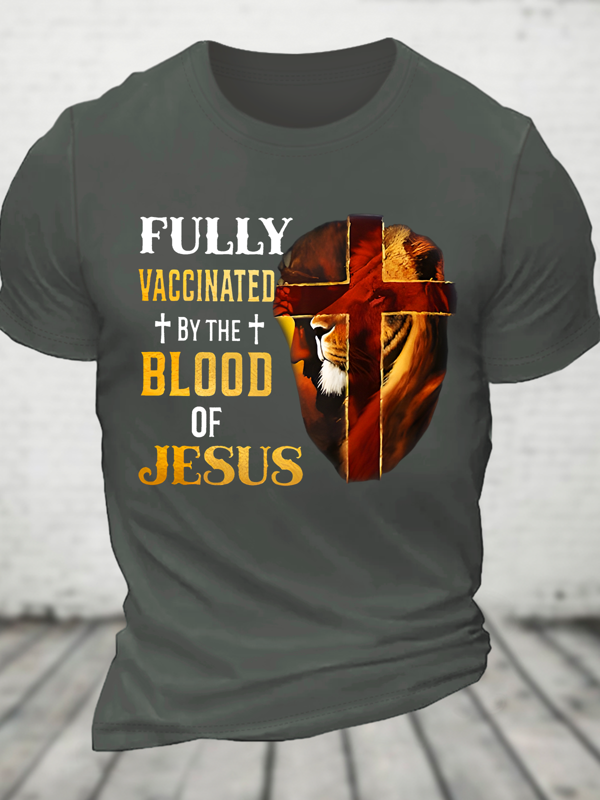 Fully Vaccinated By The Blood Of Jesus Jesus God Christian Cotton T-Shirt