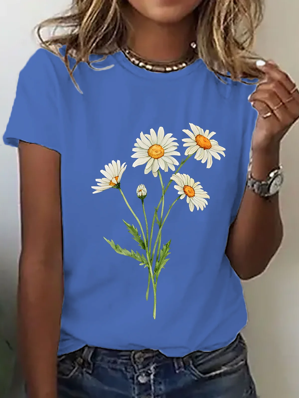 Daisy April Birth Flower Cotton T-Shirt