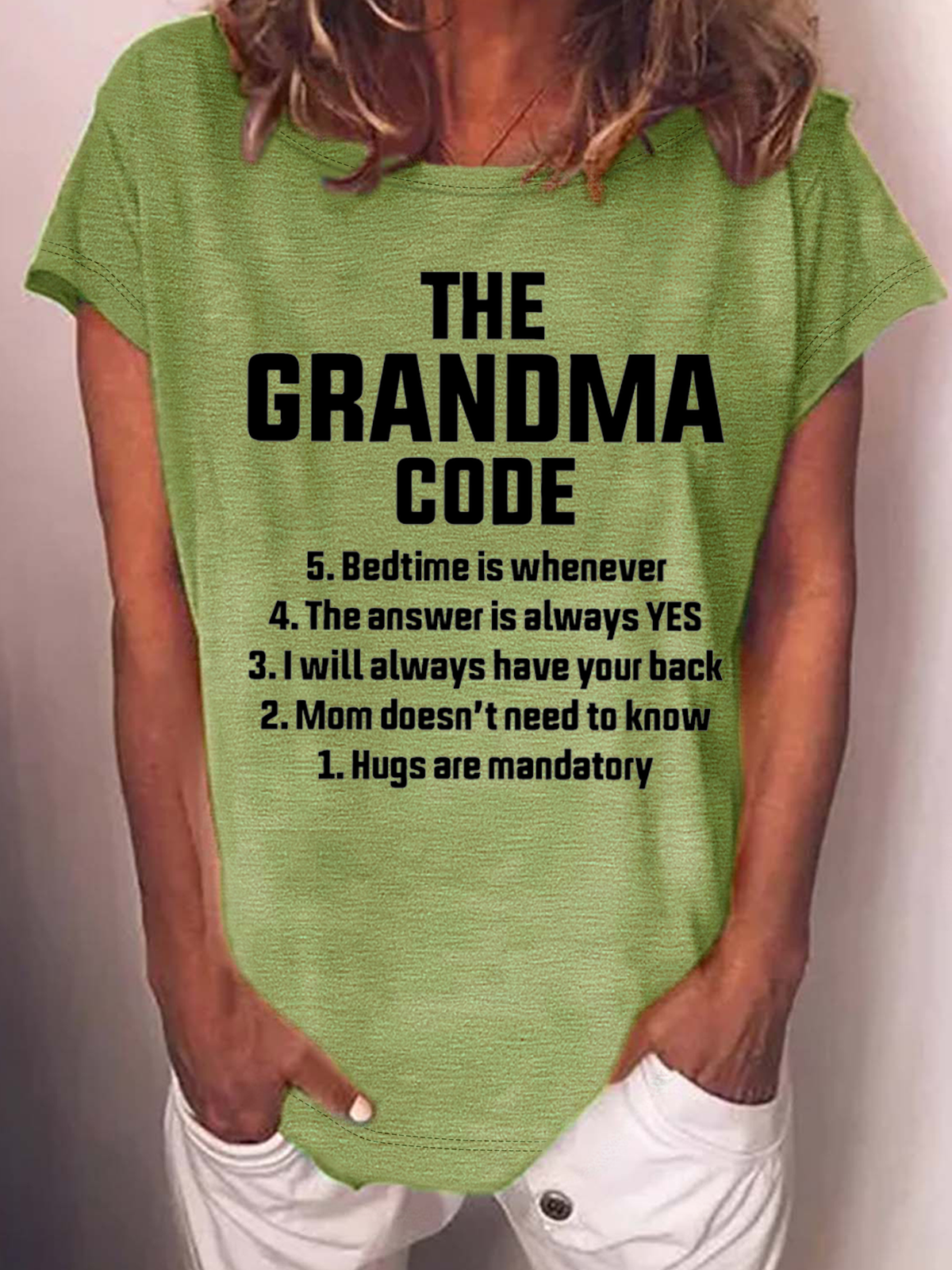 The Grandma Code Funny Casual Text Letters Cotton-Blend T-Shirt