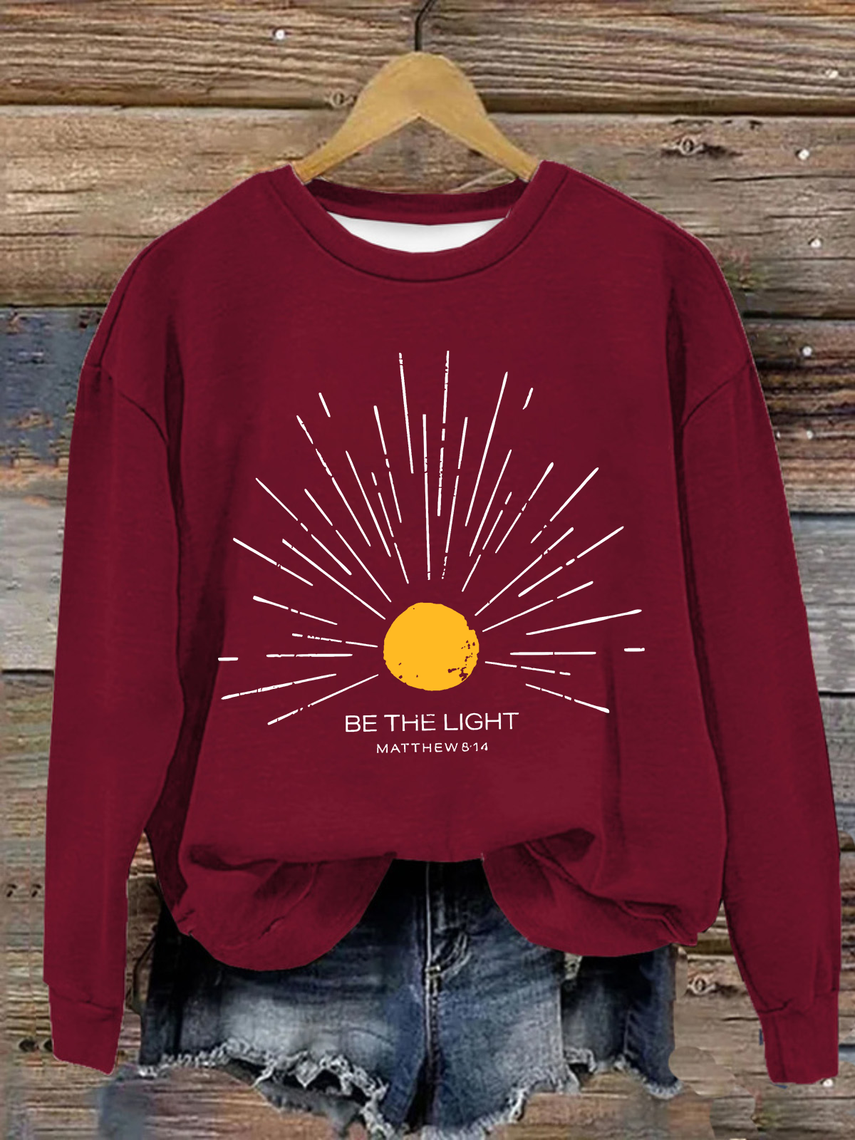 Be The Light Mathew 5 14 Sunburst Jesus God Christian Casual Sweatshirt