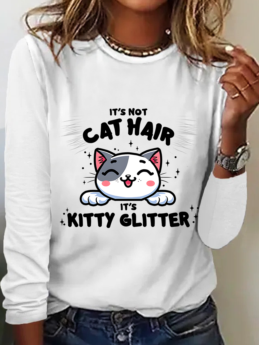 Kitty Glitter Casual Long Sleeve Shirt