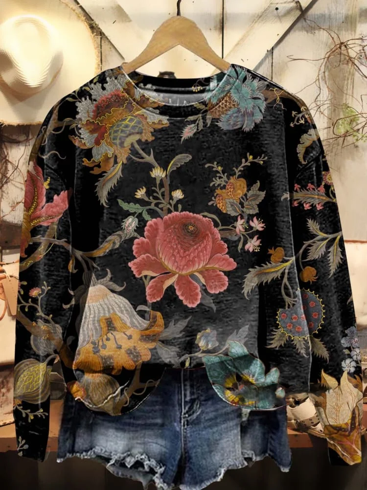 Women's Floral Spring Crew Neck Sweatshirt