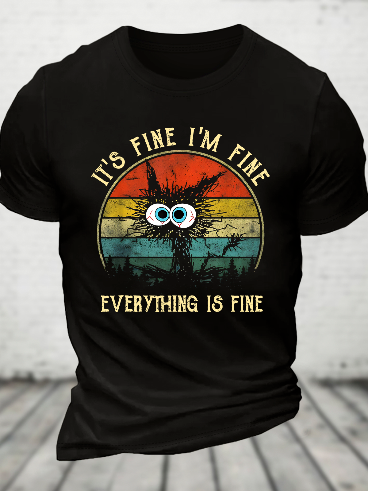 It ‘S Fine I Am Fine Everything Is Fine Funny Black Cat Cotton T-Shirt