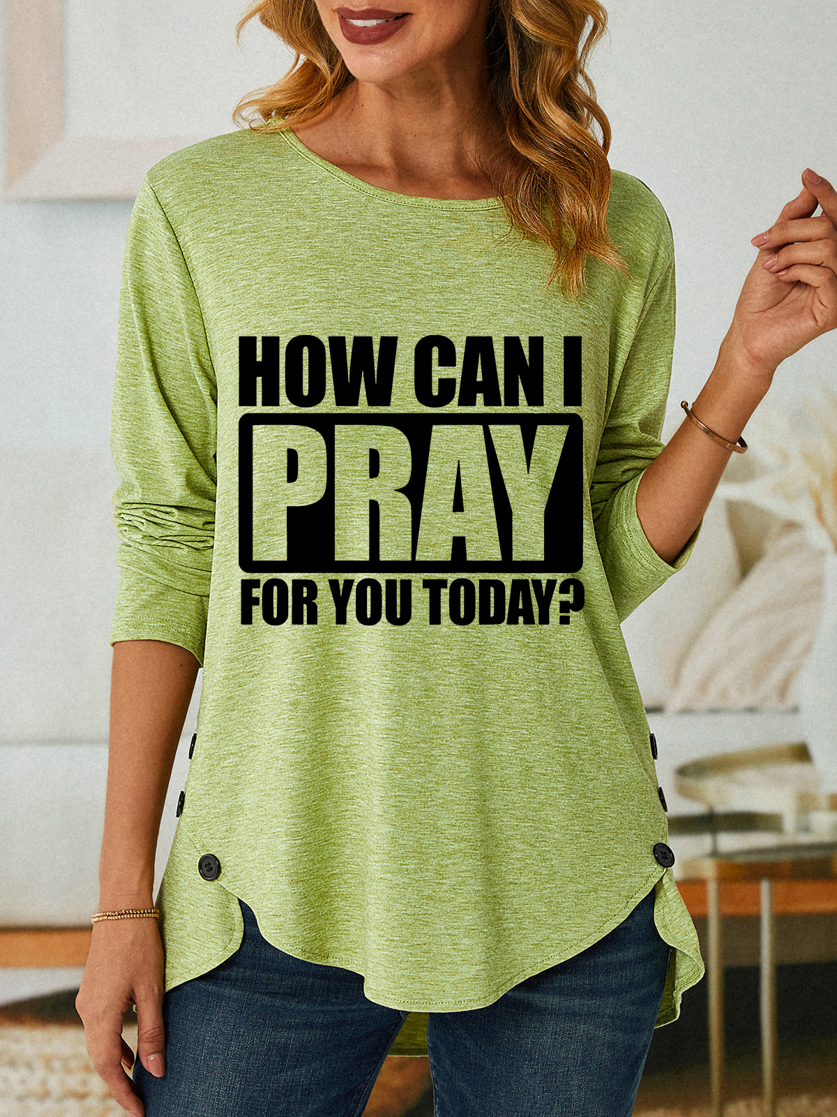 How Can I Pray For You Today Special Gift For Christian Jesus God Christian Three-Button Crew Neck T-Shirt