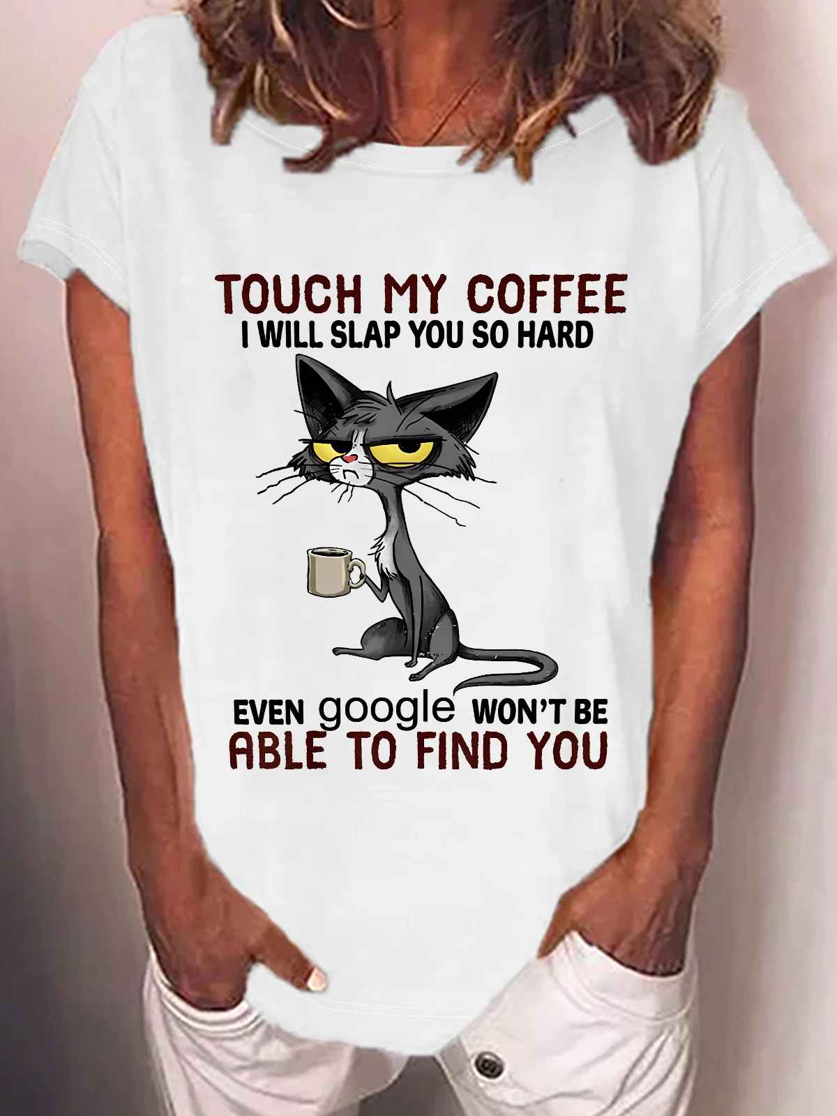 Touch My Coffee Able To Find You Cotton-Blend T-Shirt