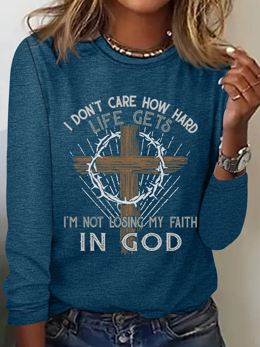 Im Not Losing My Faith In God Jesus God Christian Casual Long Sleeve Shirt