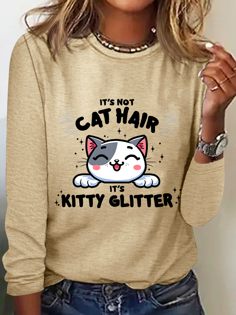 Kitty Glitter Casual Long Sleeve Shirt