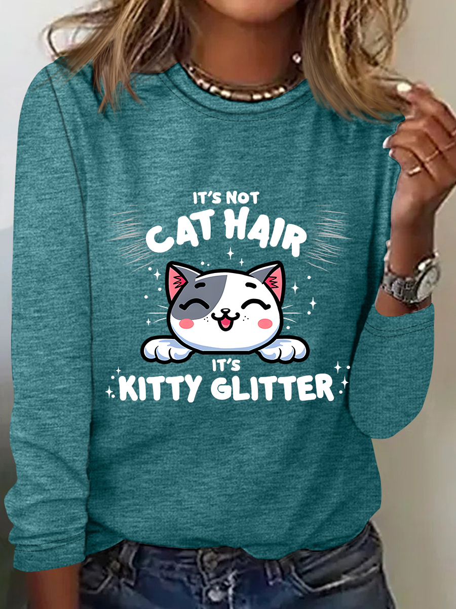 Kitty Glitter Casual Long Sleeve Shirt