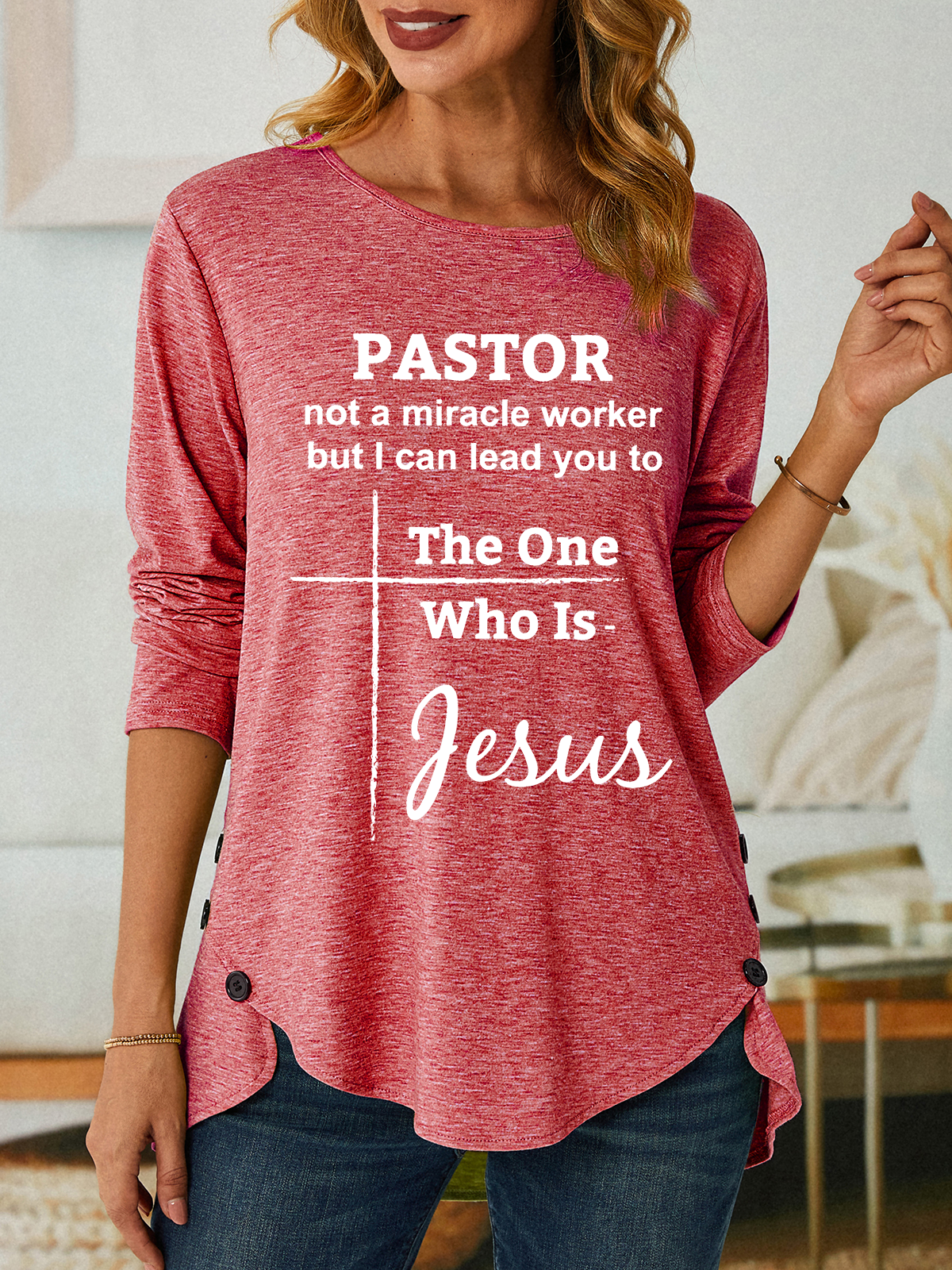 Pastor Not A Miracle Worker Classic Three-Button Crew Neck T-Shirt