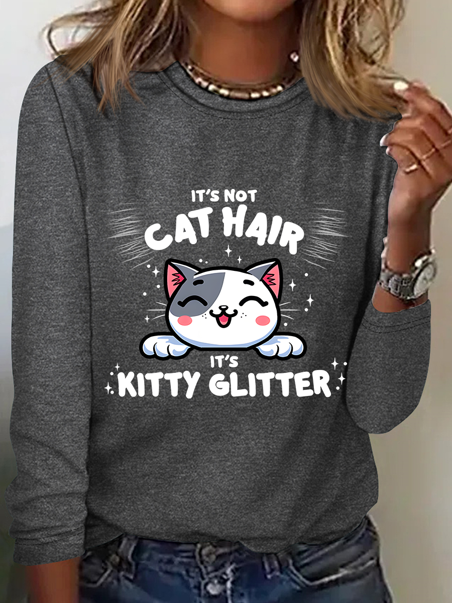 Kitty Glitter Casual Long Sleeve Shirt