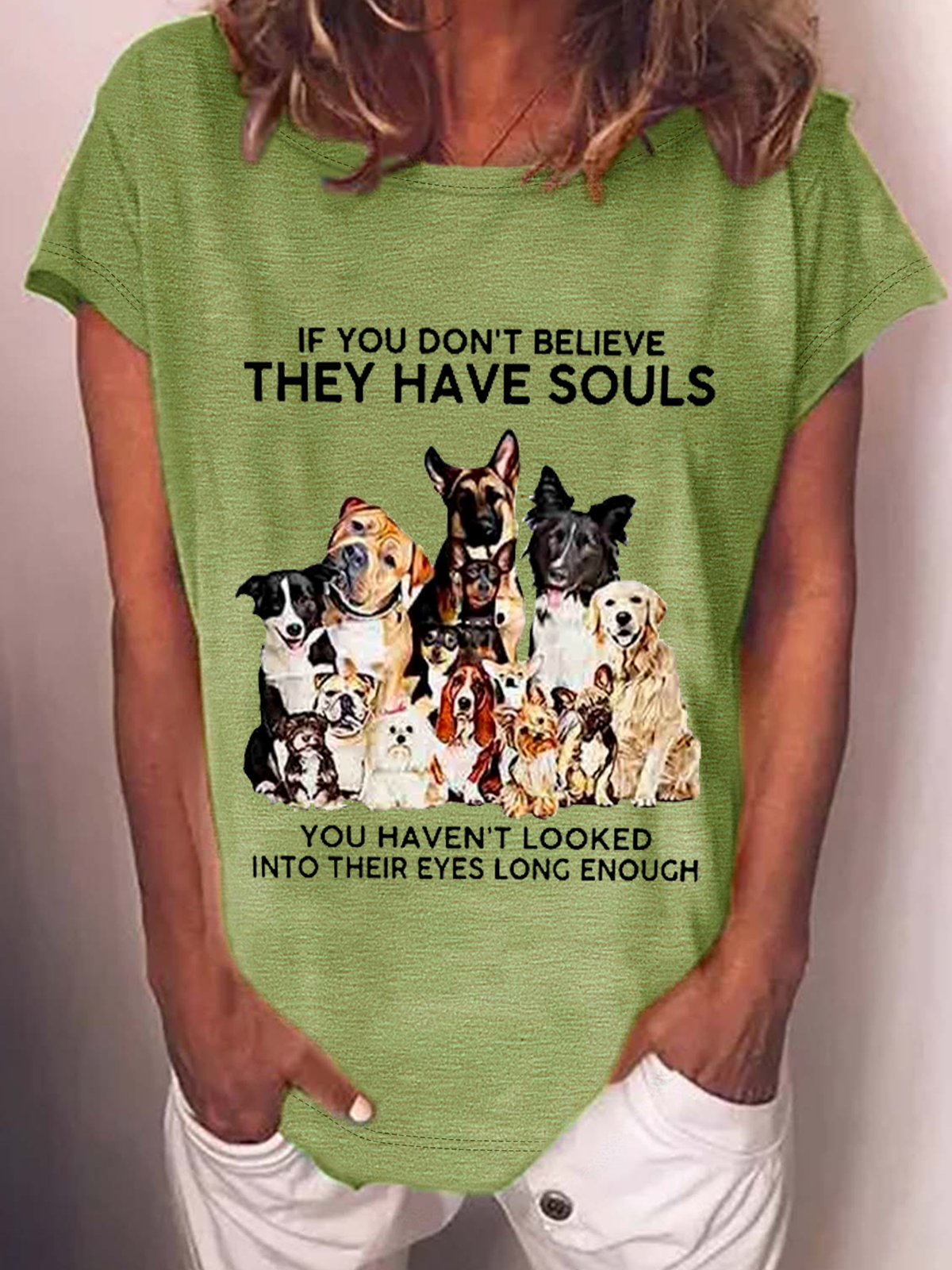 If You Don't Believe They Have Souls Dog Print Cotton-Blend T-Shirt