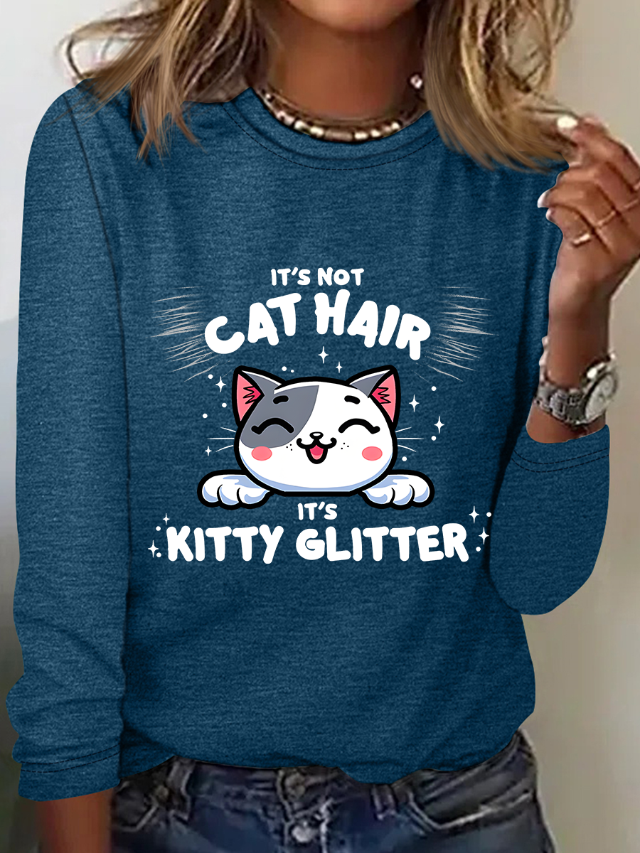 Kitty Glitter Casual Long Sleeve Shirt